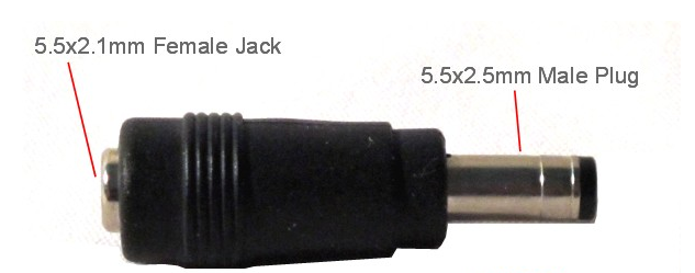 Power Connector - 5.5 x 2.1mm Female Jack to 5.5 x 2.5mm Male Plug